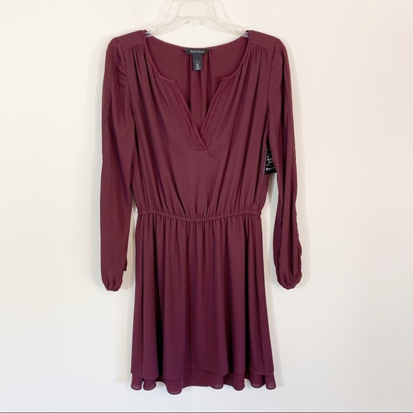 White House Black Market Dresses & Skirts - WHBM • Burgundy Long Sleeve Dress Size 2